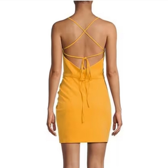 - NWT Gianni Bini Women’s  yellow orange Spaghetti Strap Mini Dress Ope…size 6 - Picture 1 of 12